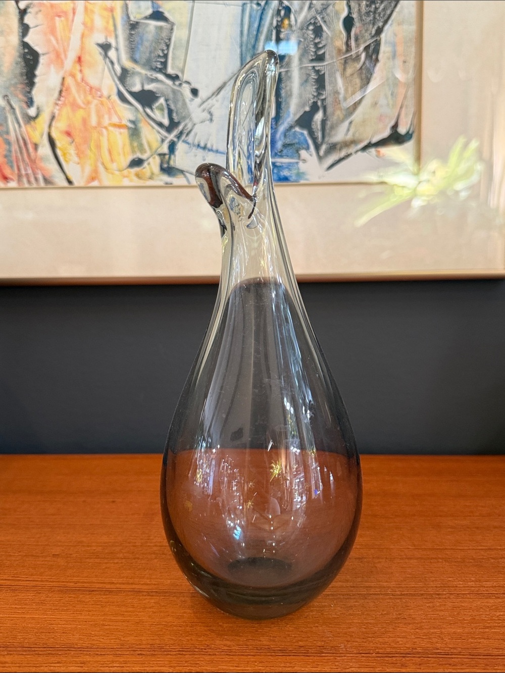 “Duck Bill" art glass vase designed by Per Lütken for Holmegaard in the 1950s
